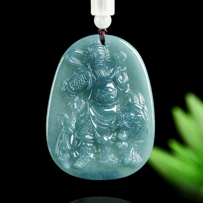Grade A Jadeite Guan Gong Pendant–God of Wealth & Protection for Men