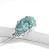 Serene Pixiu Ice Jade Pendant-925 Sterling Silver Necklace for Protection, Wealth & Steady Growth