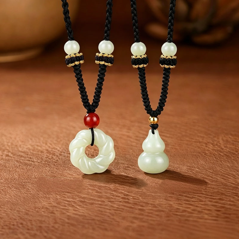 Quiet Wholeness-Nephrite Jade Cord Pendant Necklace