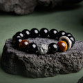 Peace Buckle Obsidian and Tiger's Eye Beaded Bracelet-Harmonious Strength