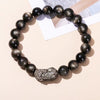 Silver Obsidian Pixiu Men Bracelet-Attract Luck