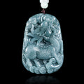 Natural Grade A Blue Jadeite Qilin Pendant – Ice Variety Jade Necklace for Men
