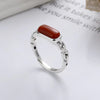 Red Agate Vintage Silver Ring-Luck Prosperity