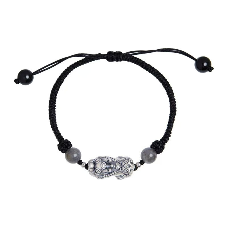 999 Silver Pixiu Moon Stone Bracelet -Attract Wealth
