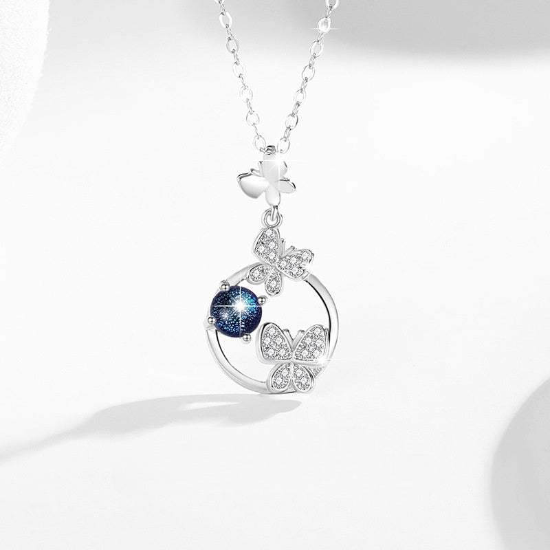 Butterfly Circle Sterling Silver Necklace-Freedom & Romance