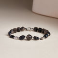 Quiet Wisdom-Rhombus Silver Sheen Obsidian Blue Tiger's Eye Bracelet