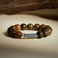 Good Fortune-Fine Silver Auspicious Blessing & Green Sandalwood Bead Bracelet