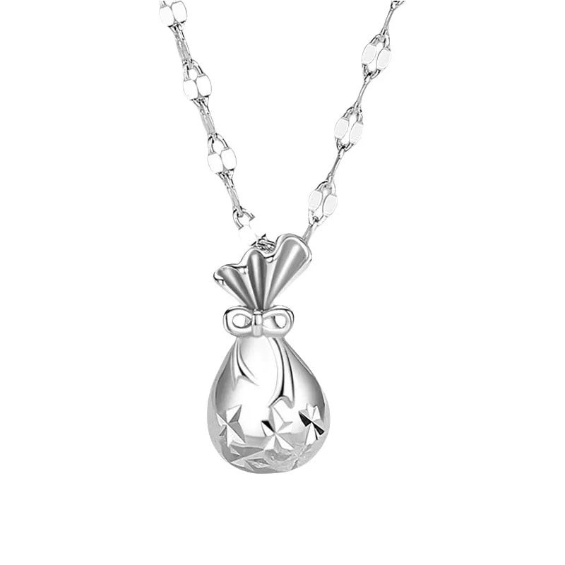 Fortune Pouch 999 Silver Necklace-Blessings Tied Close