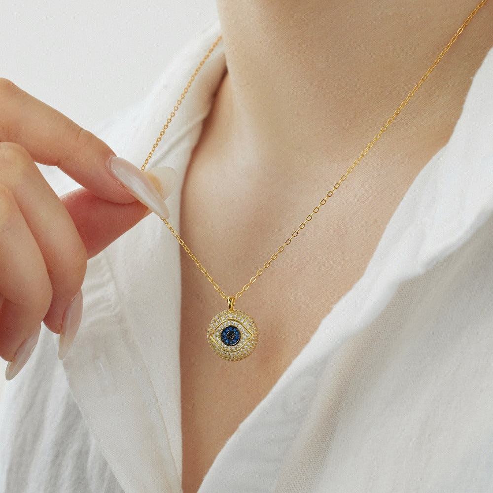 Diamond Studded Evil Eye Protection Pendant Necklace
