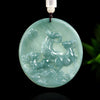 Grade A Blue Jadeite Goat Pendant – “Three Goats Bring Bliss” Carved Jade Amulet for Harmony & Prosperity