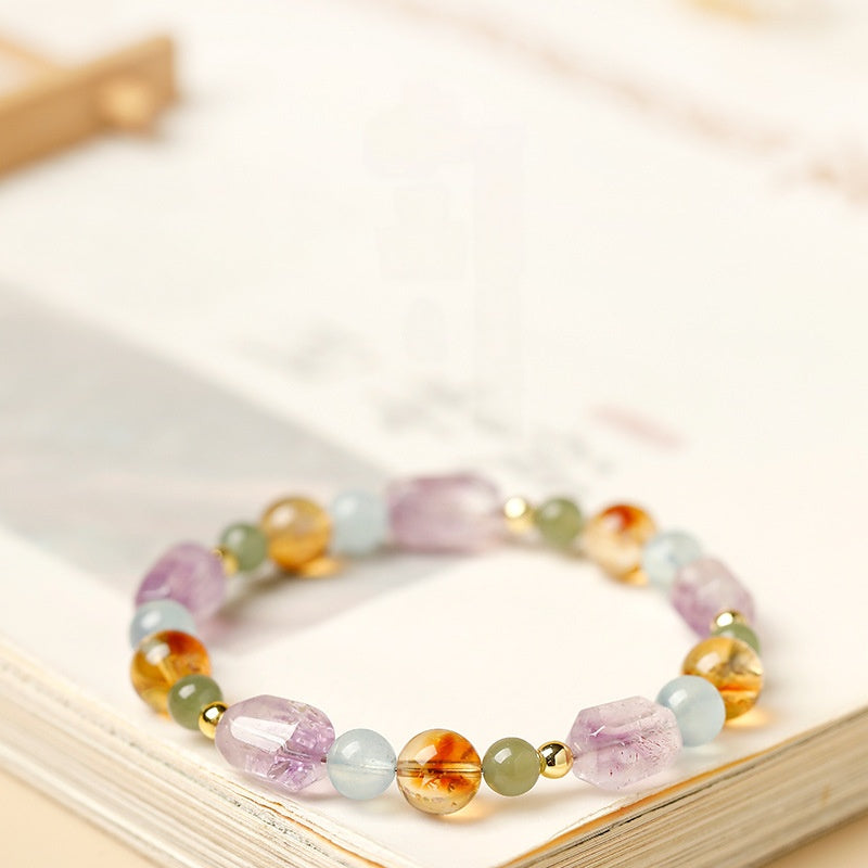 Citrine Amethyst Multi-Gemstone Bracelet-Balanced Light