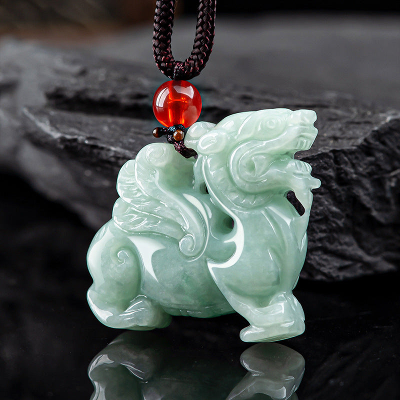 Flying Qilin Jadeite Pendant-Good Things Ahead