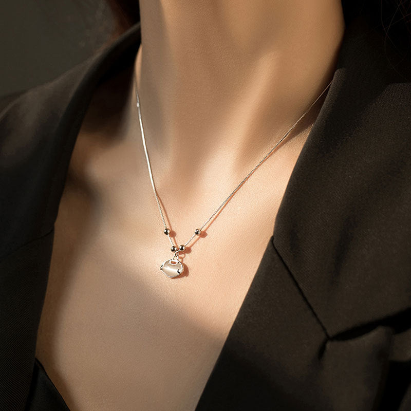 Cat`s Eye Stone Protection 925 Silver Necklace