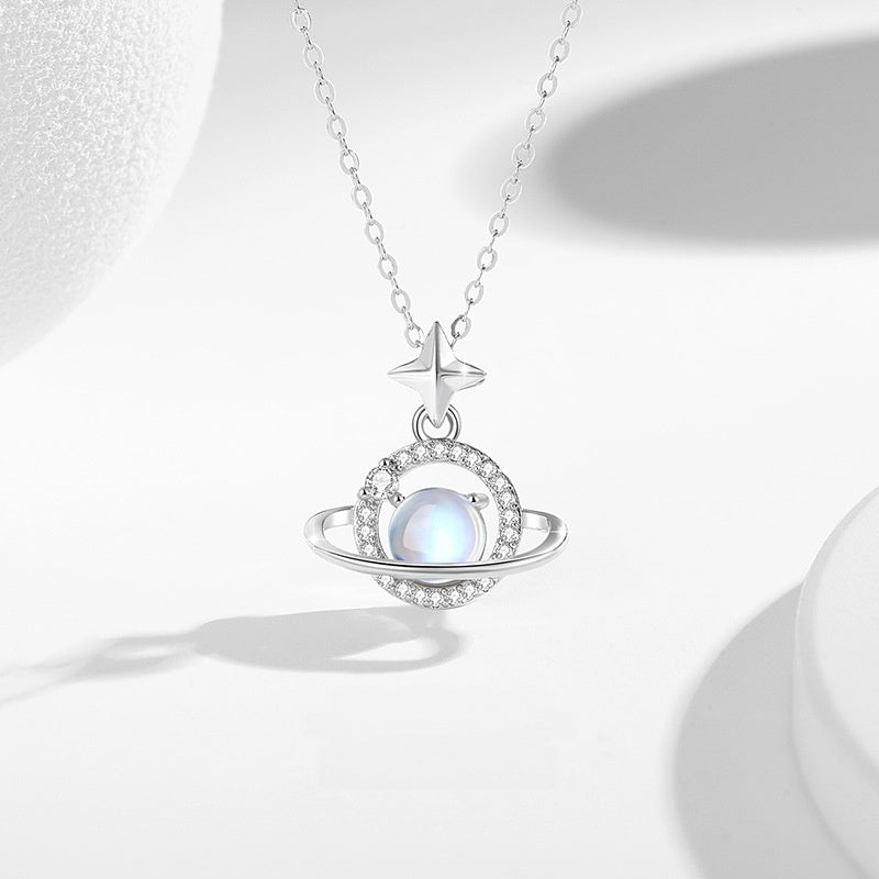 Always Drawn to You-Saturn & Star Sterling Silver Necklace
