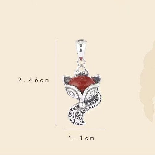Fox Red Agate Silver Necklace-Protection