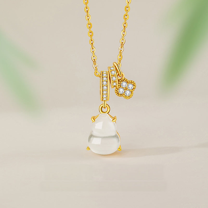 Jade Gourd Pendant Necklace-Luminous Blessing