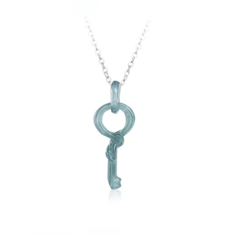 Fengshui Key Necklace-Natural Ice Jade