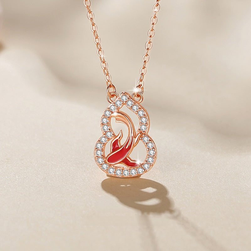 Abundance and Grace-Koi Fish Gourd Sterling Silver Pendant Necklace