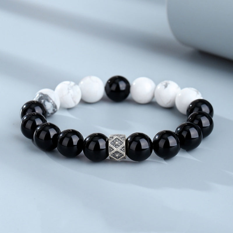 Taiji Contrast Obsidian Howlite Bracelet-Balanced Harmony