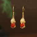 Pixiu Red Agate Drop Earrings-Wishes for Prosperity