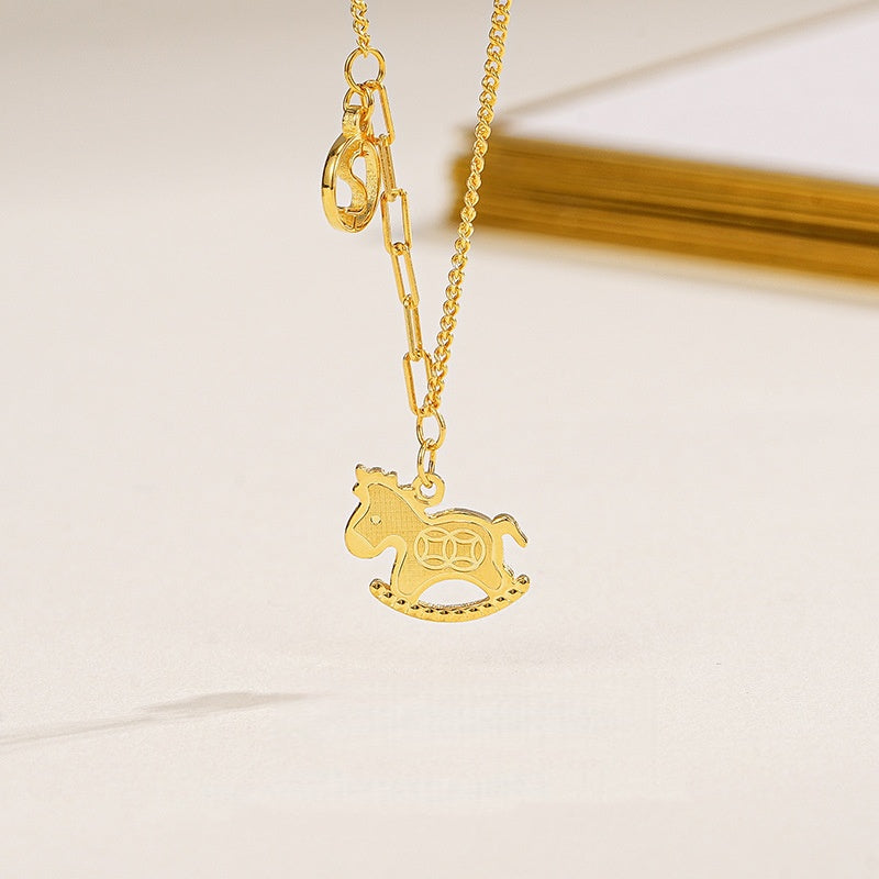 “Lucky Horse” Golden Necklace – 2026 Year of the Horse Edition for Instant Wealth & Good Fortune
