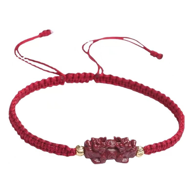 Cinnabar Pixiu Red String Bracelet-Attract Luck