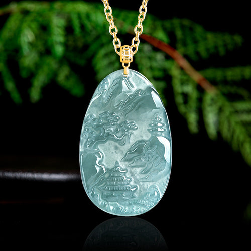 Jade Landscape Pendant – Wisdom, Serenity & Boundless Prosperity