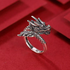 Dragon Silver Ring-Fortune Prosperity