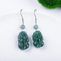 Grounded Abundance-Pixiu Jadeite Jade Dangle Earrings