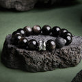 Resilient Core-Silver Obsidian & Lava Stone Beaded Bracelet