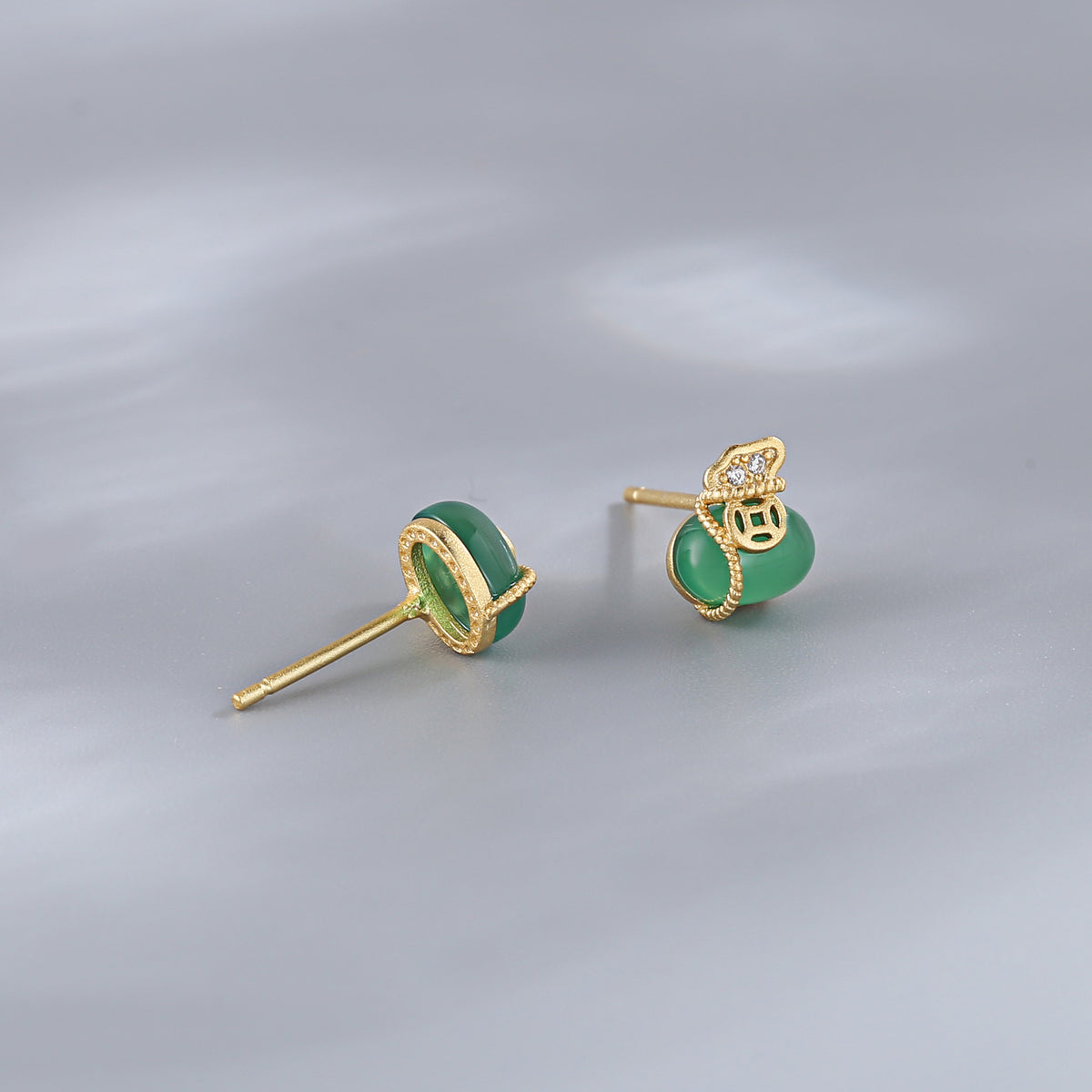 Pixiu Glücks-Ohrringe – Natürliche Eis-Jade/Pi Yao