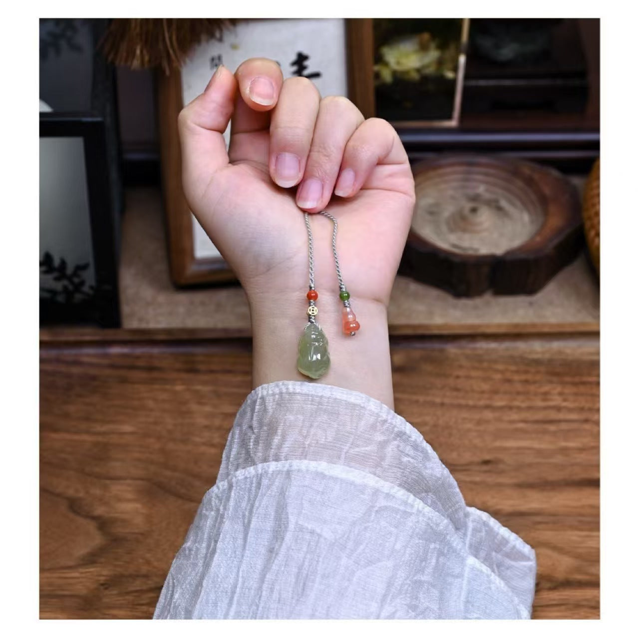 Jade Pixiu Calabash Phone Chain-Attract Luck