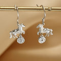 Horse & Coin Sterling Silver Drop Earrings-Onward with Spirit
