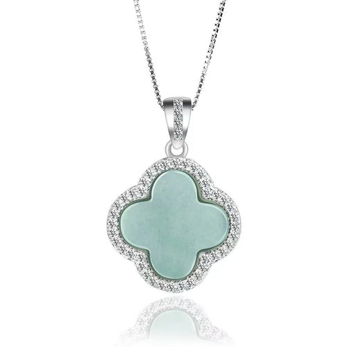 Four Leaf Clover Jade Necklace-Faith & Hope