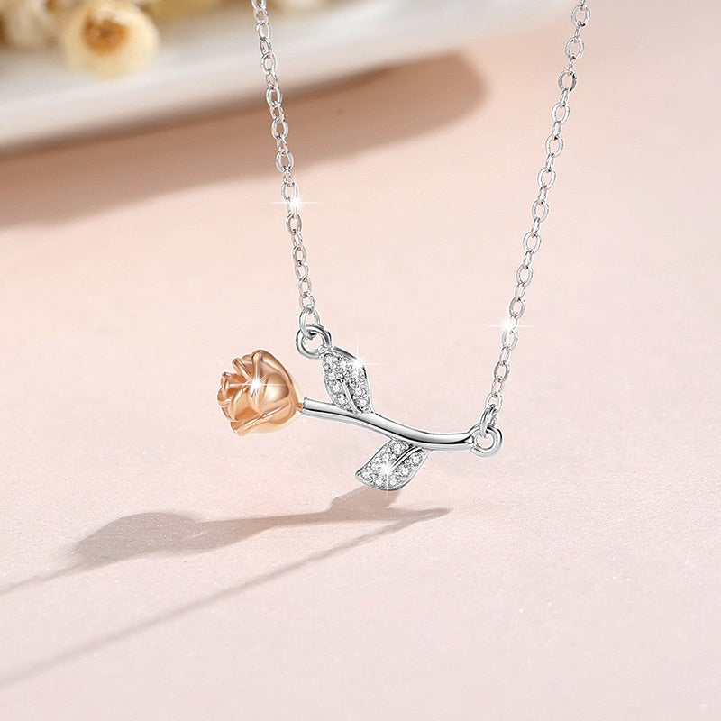 Rose Two Tone Necklace-Love in Bloom