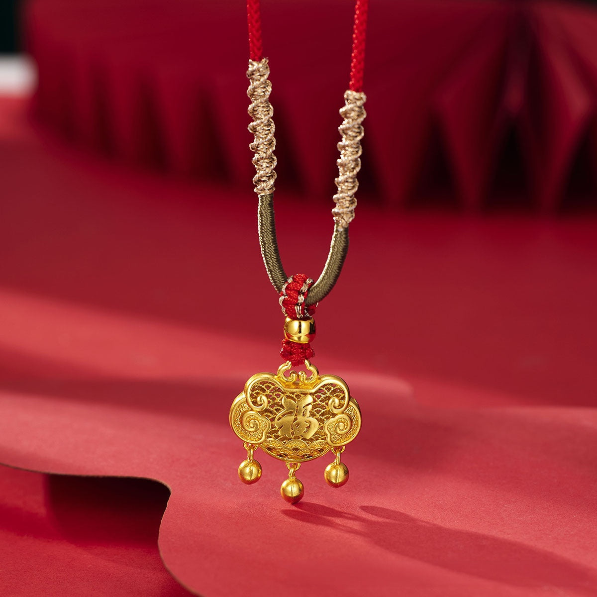 Feng Shui Long Life Locks Pendant Necklace