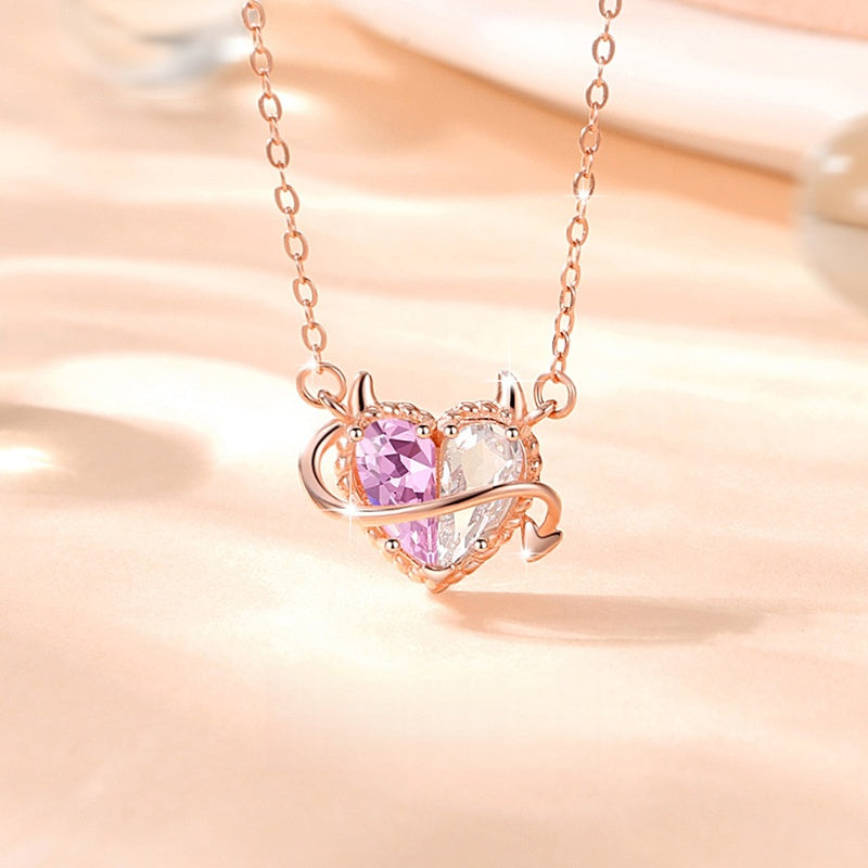 Pink Devil Heart Necklace-A Little Mischief