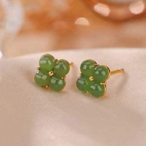 Four Leaf Clover Jade Earrings-Faith & Hope