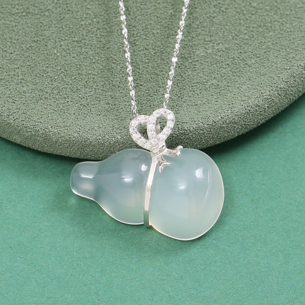 Calm Harmony-Gourd Chalcedony 925 Sterling Silver Pendant