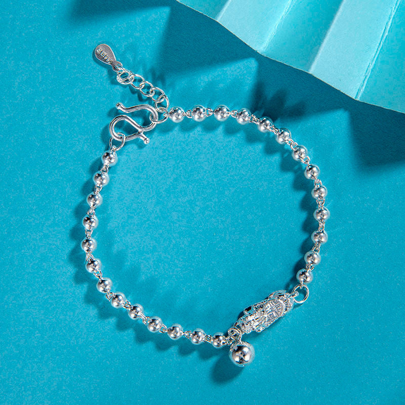 Pixiu Sterling Silver Bead Bracelet-Prosperity & Protection