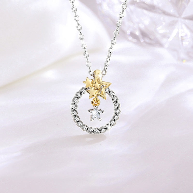 Star & Circle Two Tone Necklace-Mutual Attraction