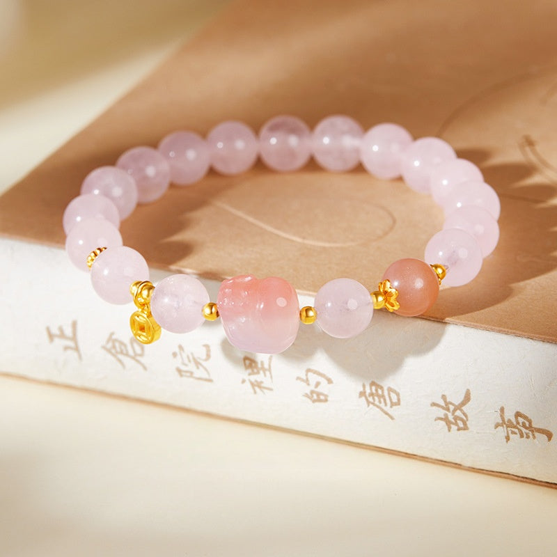Pink Crystal Pixiu Bracelet–Fortune, Love & Graceful Energy