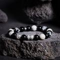Lotus Blooming-999 Fine Silver Lotus Obsidian Jasper Beaded Bracelet