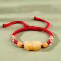 Hand-Woven Golden Silk Jade PiXiu Bracelet – Protection, Peace & Vitality