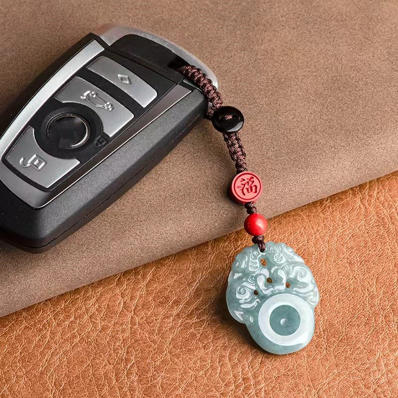 Fengshui Pixiu Phone Charm-Natural Jade