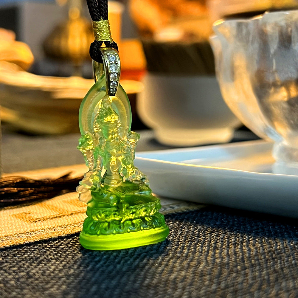 Green Tara Glaze Pendant – Protection, Compassion & Positive Energy