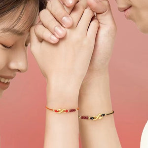 Gold Snake Cinnabar Couple Red String Bracelet-Protection and Wealth