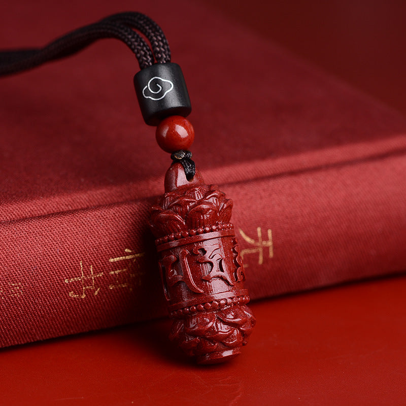 Six Syllable Mantra Pressed Cinnabar Necklace & Keychain-Peace and Blessings
