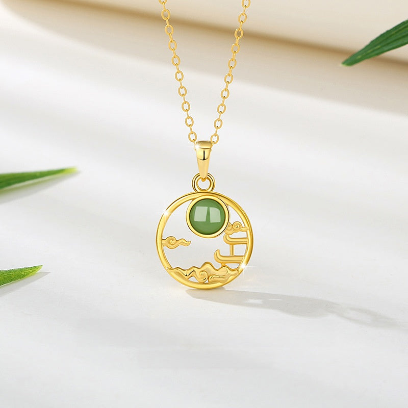 Wishes for a Beautiful Life-Cloud Nephrite Jade Necklace