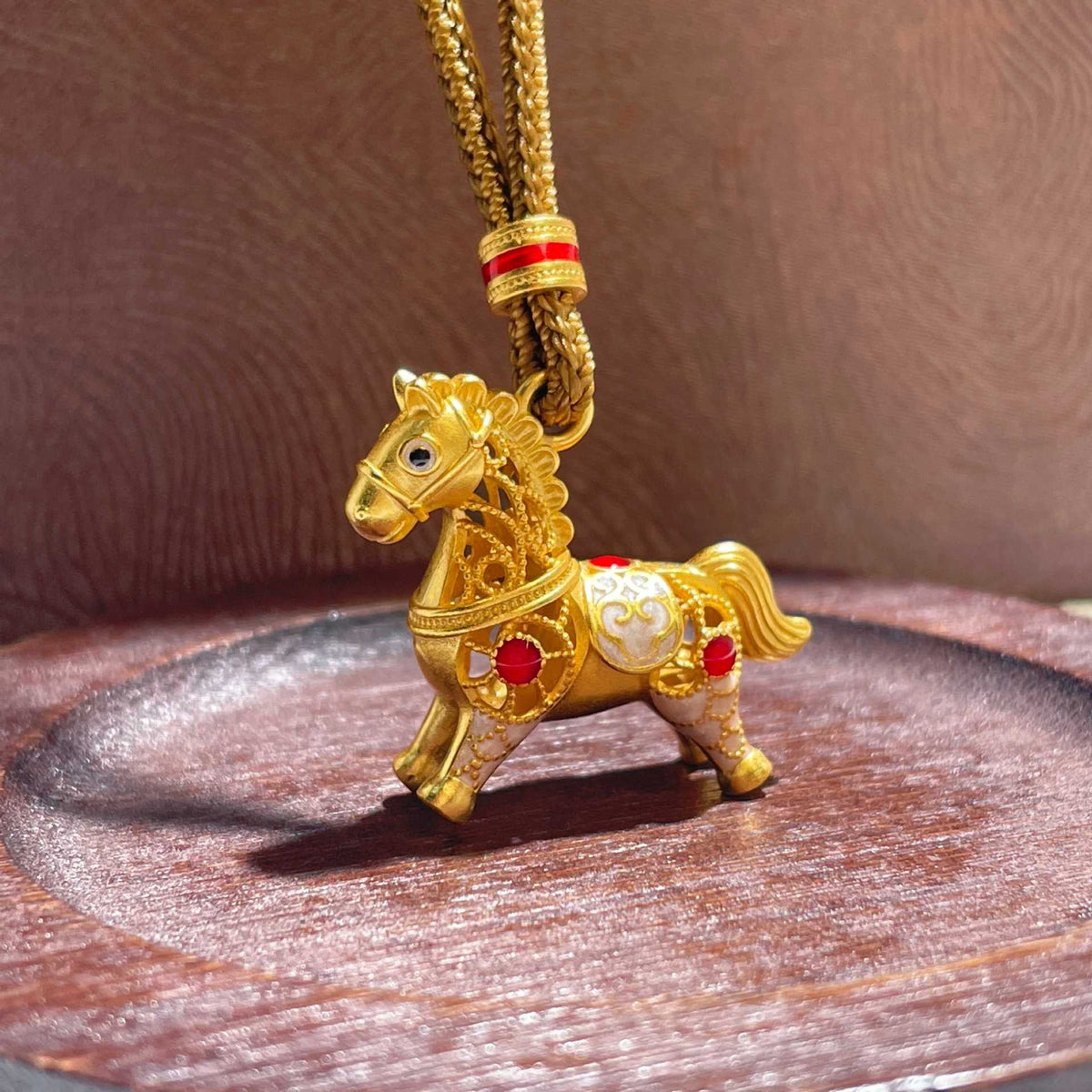 Openwork Enamel Horse Cord Necklace-A Spirited Step